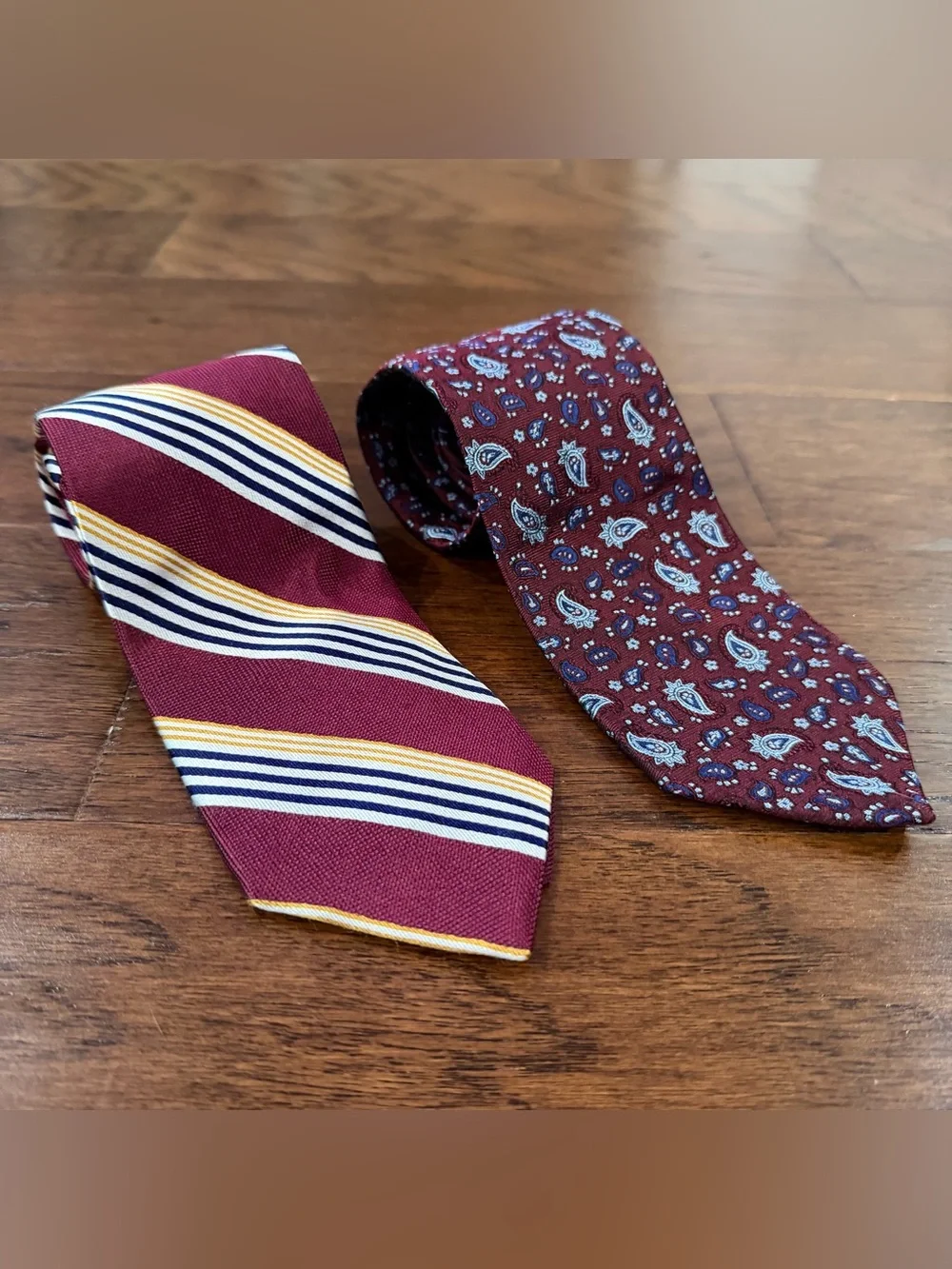 Lot 2 Brooks Brothers Makers 100% Silk Ties Made in USA Maroon Stripe & Paisley